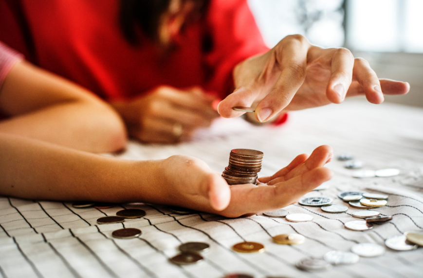 people counting coins